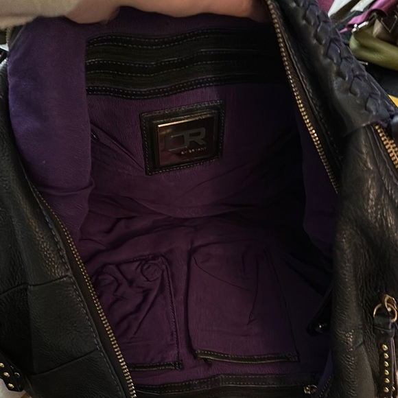 Black Leather Oryany Studded hobo Women's Bag purse - Picture 12 of 15